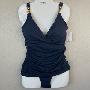 NWT MICHAEL Michael Kors Navy Blue Tankini Top and Swim Bottoms Sizes S, M, or L